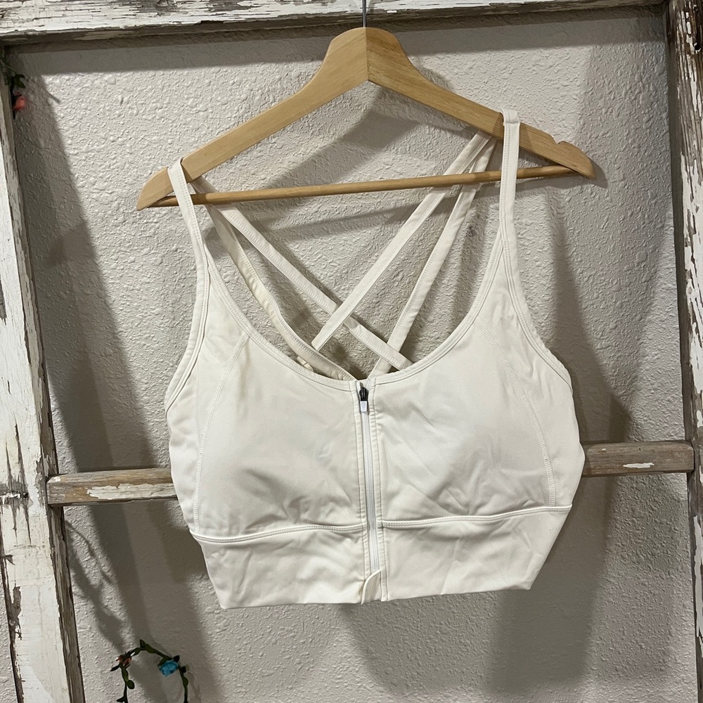 Balance Athletica Cream Zip Sports Bra